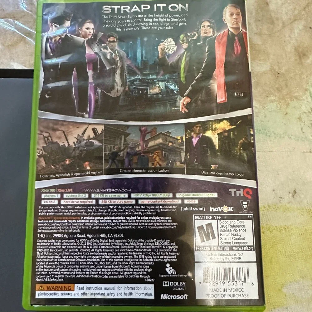 Saints Row: The Third (Microsoft Xbox 360, 2011) No Manual
